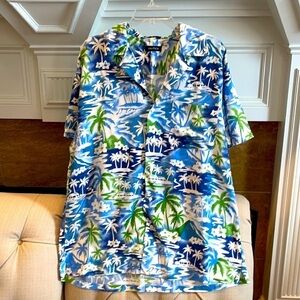 𝅺mens Nautica Hawaiian Print Short Sleeve Shirt SzL